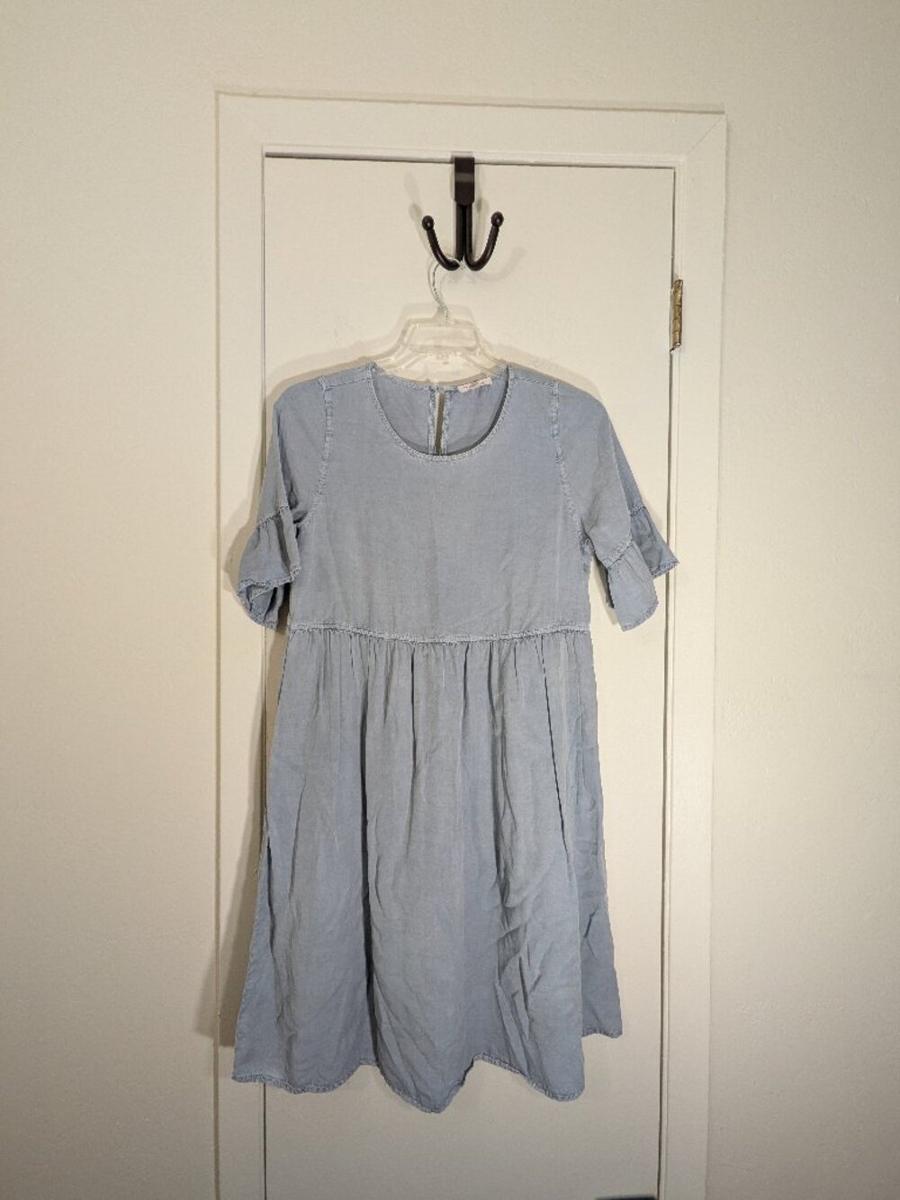 Tea N Rose Denim style Western Light wash baby doll dress